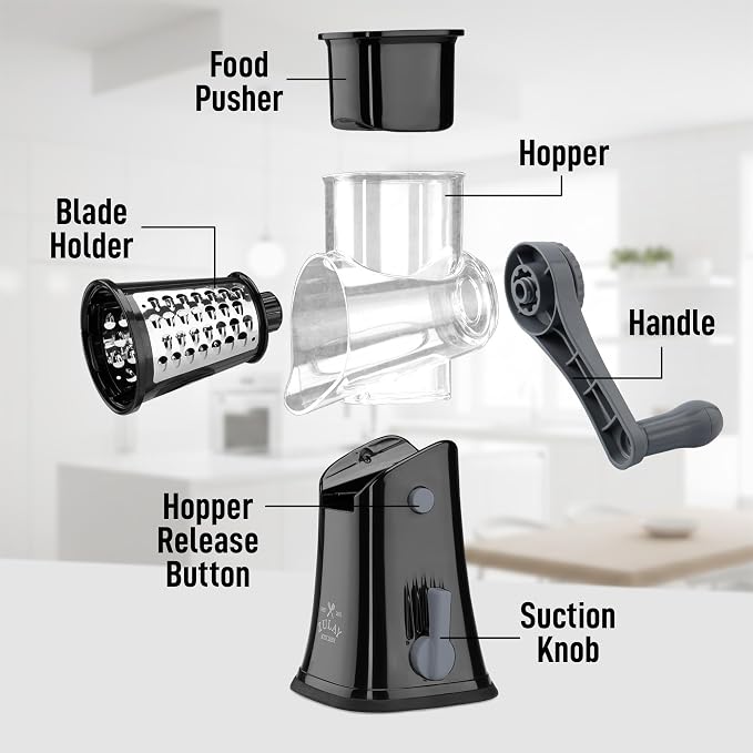 Zulay Kitchen Rotary Cheese Grater 5 Blade Cheese Shredder - Image 8