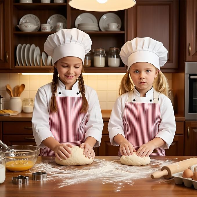 2 Pack Stripes Kids Apron, Kids Cooking Aprons - Image 6