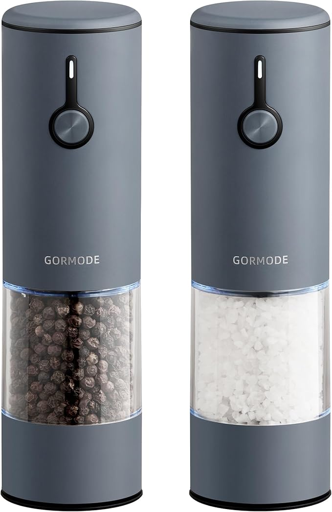 Stainless Steel Electric Salt and Pepper Grinder Set by GORMODEOfficial