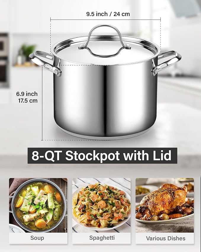 Cooks Standard 18/10 Stainless Steel Stockpot 8-Quart, Classic Deep Cooking Pot - Image 3