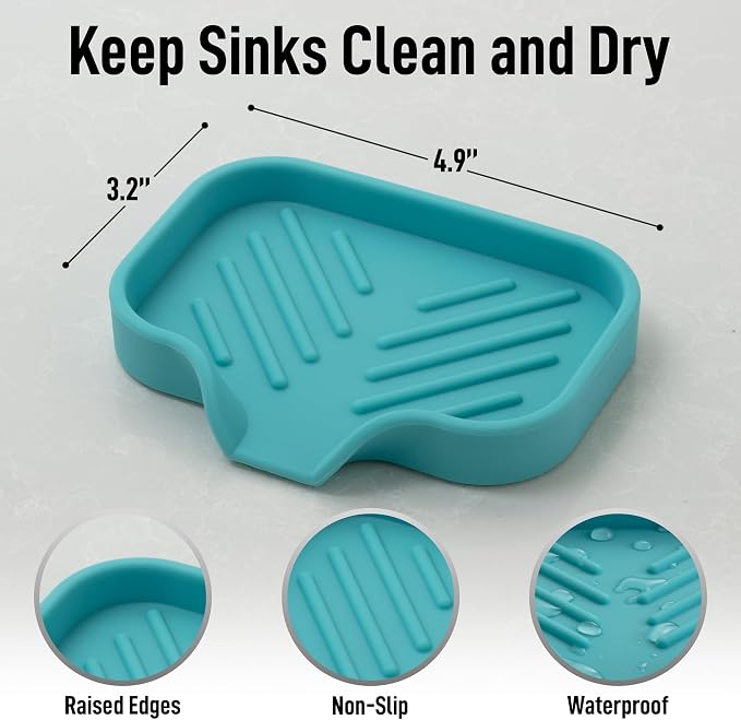 Zulay Kitchen Small Silicone Sponge Holder – Space-Saving Sink Organizer Tray - Image 4