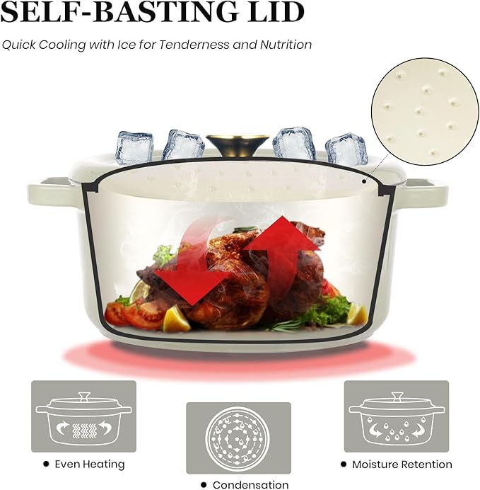 Overmont Enameled Cast Iron Dutch Oven - 5QT Pot - Heavy-Duty Cookware - Image 2