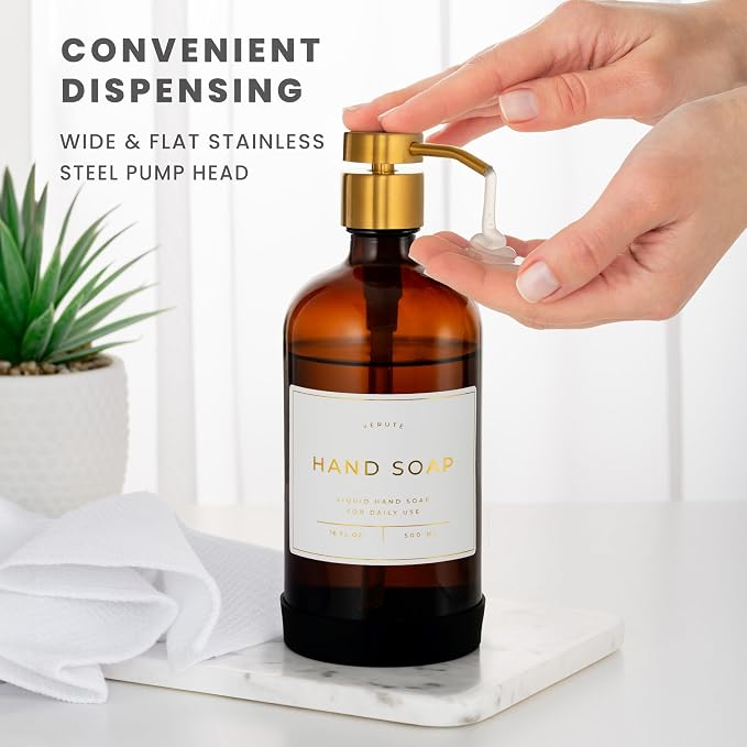 Hand and Dish Soap Dispenser for Kitchen and Bathroom, Stainless Steel Pumps - Image 4