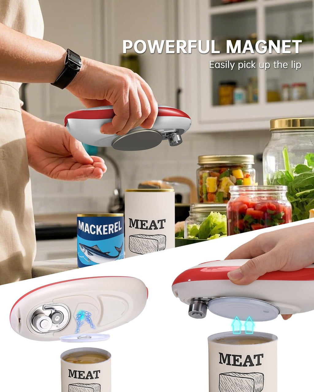 CIRCLE JOY Electric Can Opener, One-Touch Automatic Can Opening with