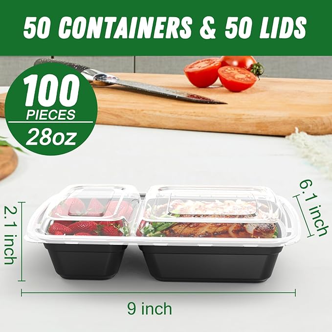 Dealusy 50 Pack 28 oz Meal Prep Containers Reusable - Image 2