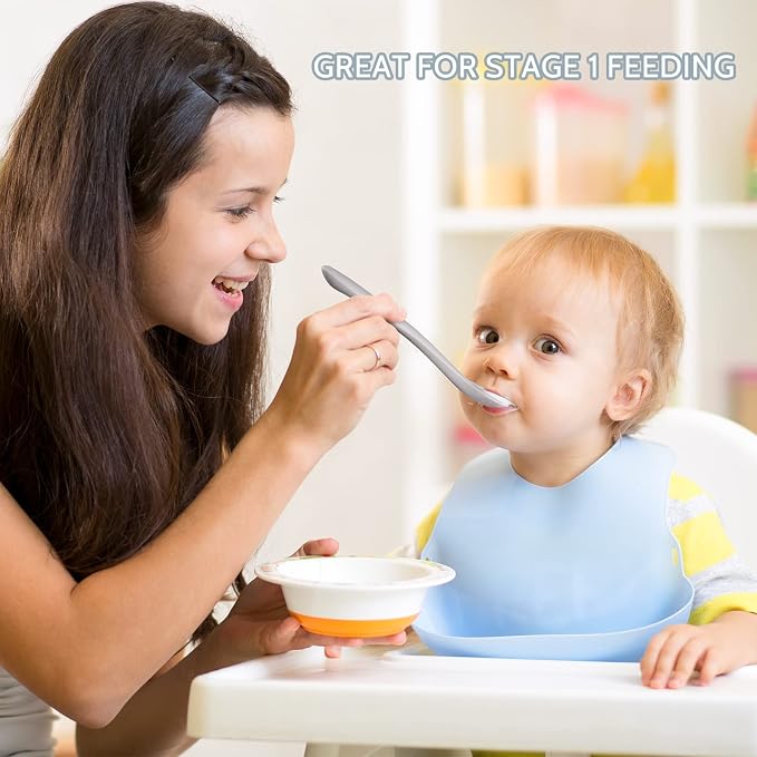 Silicone Baby Feeding Spoons, First Stage Baby Infant Spoons, Soft-Tip Easy on - Image 5