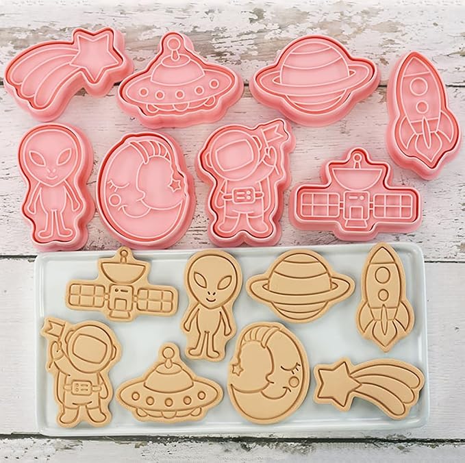 Outer-Space Cookie Cutters Set, 8-PCS 3D Astronaut, Planet Cookie Cutters - Image 2
