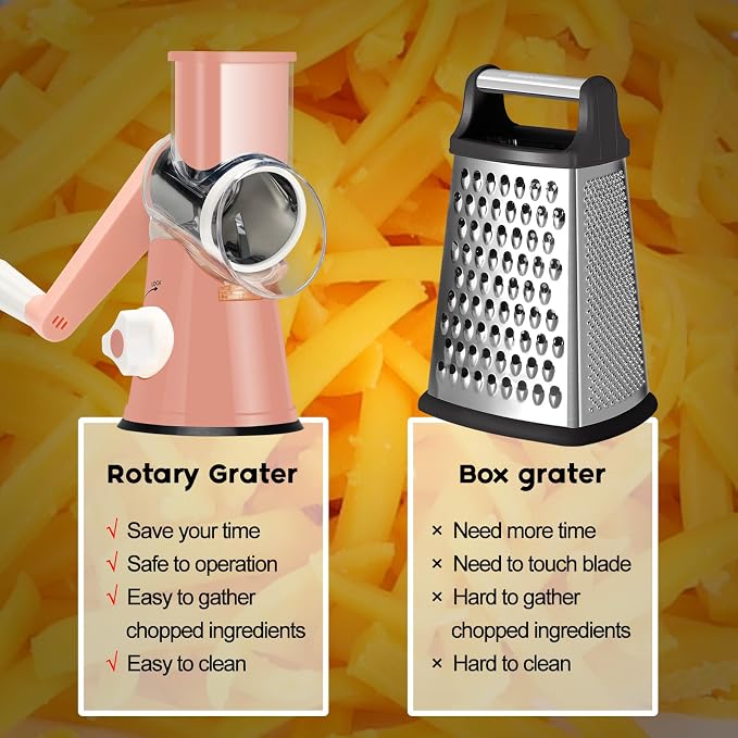 Ourokhome Rotary Cheese Grater Hand Crank, Kitchen Shredder Speed Mandolin - Image 8