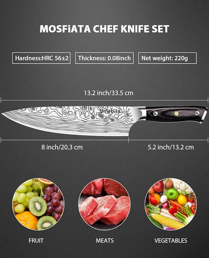 MOSFiATA 8" Super Sharp Professional Chef's Knife - Image 4
