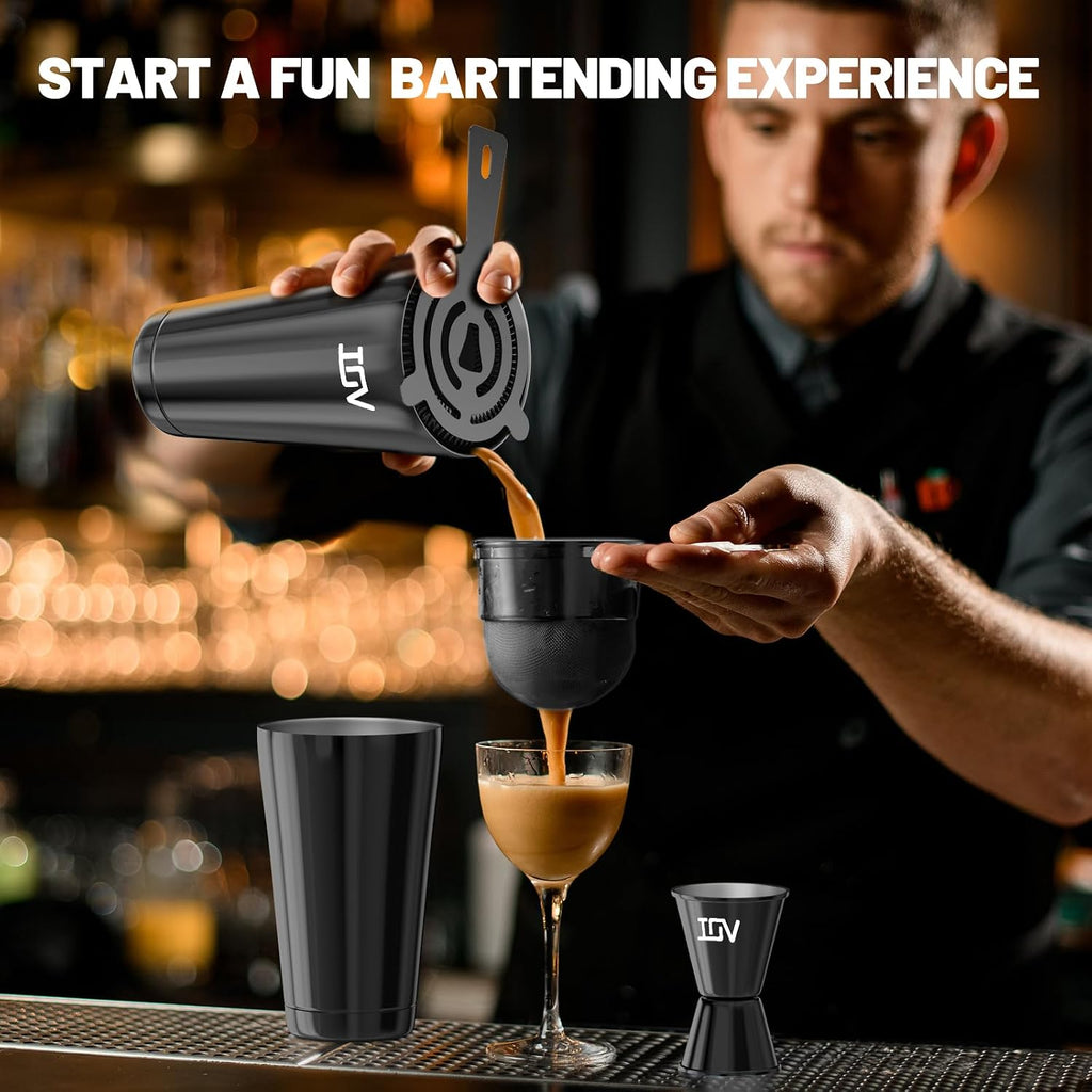 IOV Boston Cocktail Shaker Bar Set, Bartender Kit Drink Mixer Set with
