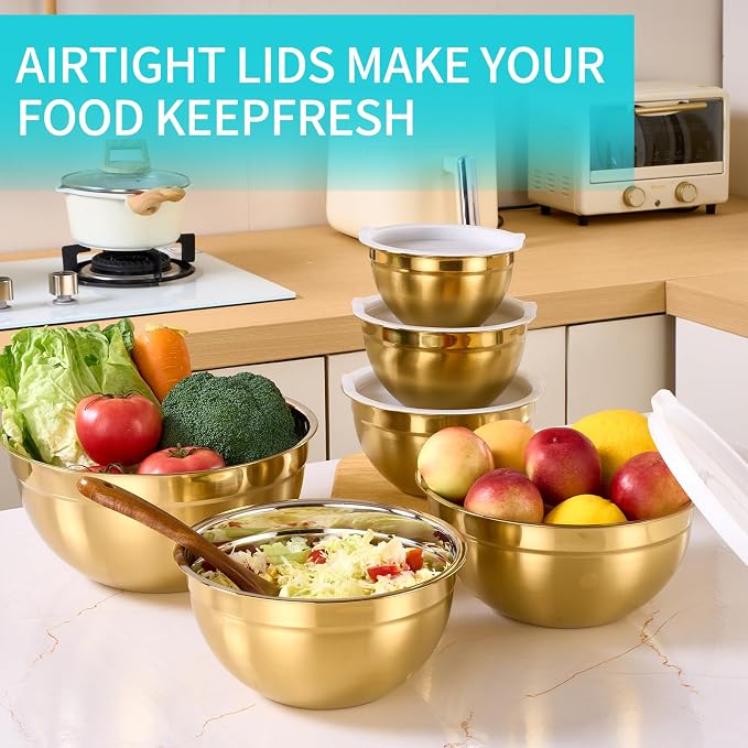 6 Piece Gold Mixing Bowls Set - Image 6