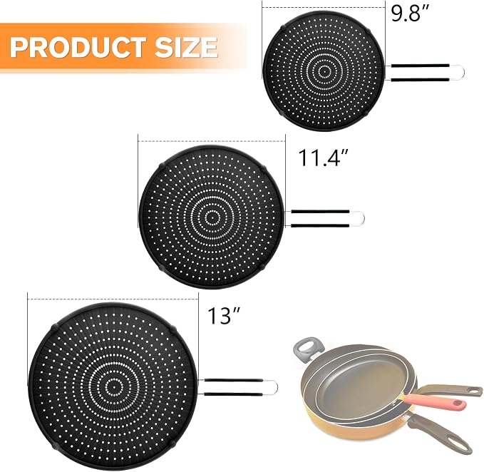 Splatter Screen for Frying Pan, Silicone Grease Splatter Guard, Heat-Resistant - Image 2