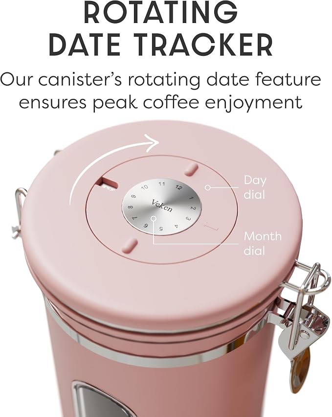 Veken Coffee Canister with Window, Airtight Stainless Steel Kitchen Food - Image 6