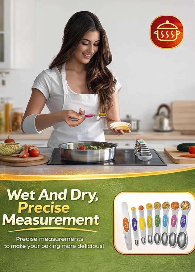 Premium Magnetic Measuring Spoons Set|Strong N52 Magnets|Heavy Duty Stainless - Image 5