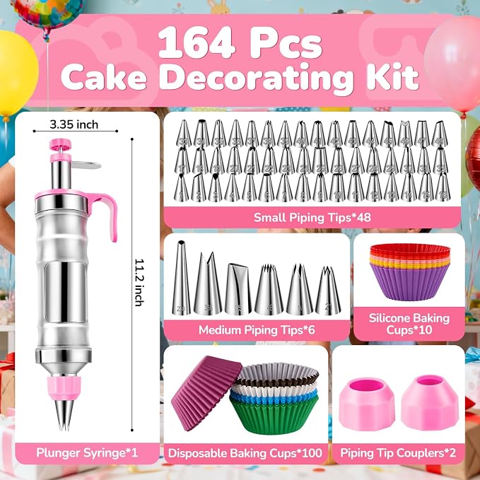 Cake Decorating Tools Supplies Kit: 164pcs Baking Accessories, Dessert Piping - Image 4