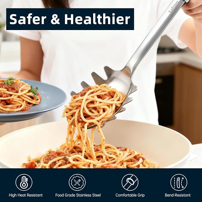 Safring Stainless Steel Soup Ladle and Spaghetti Spoon Set, Heat Resistant - Image 4