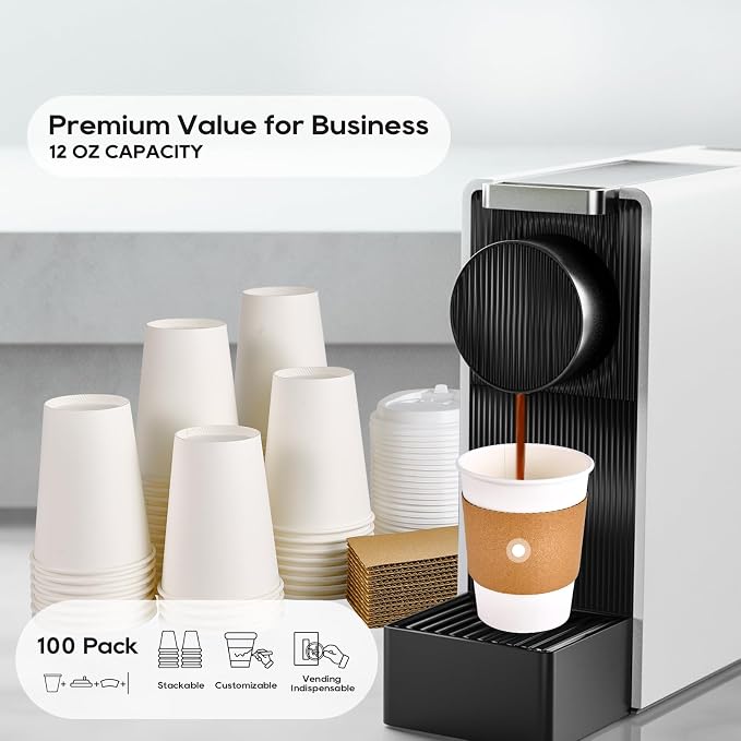 12 oz Paper Coffee Cups, Disposable Paper Coffee Cup - Image 4