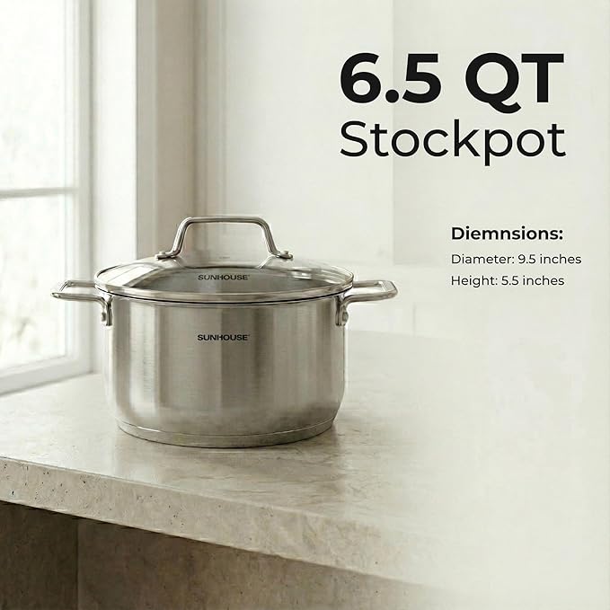 SUNHOUSE 18/8 Stainless Steel Stock Pot - Image 2