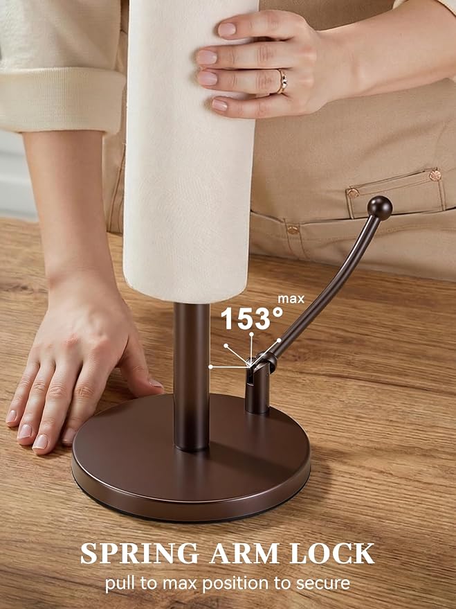 SMARTAKE Paper Towel Holder, Paper Towel Dispenser Standing Weighted Base Non - Image 8