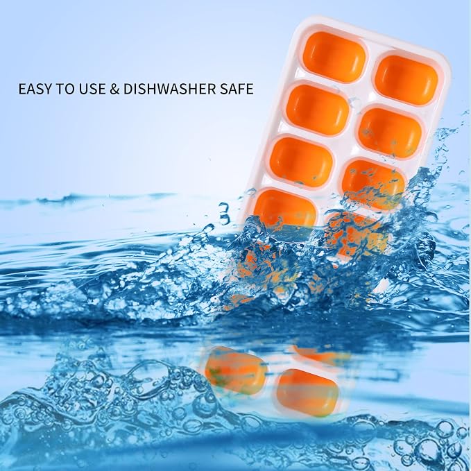 Ice Cube Trays with Lid BPA Free, 4 Pack 56 Ice Easy Release Flexible Silicone - Image 6