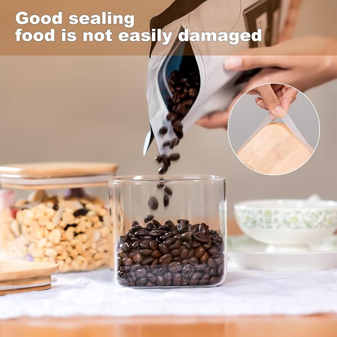 Glass Food Storage Jars 27oz Set of 6, Glass Storage Containers Clear Glass - Image 2
