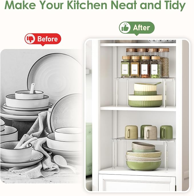 Delamu Clear Kitchen Cabinet Organizer, Stackable Cabinet Shelf - Image 6