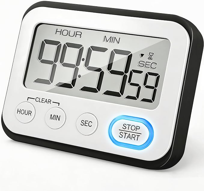 Digital Kitchen Timer Magnetic Loud Alarm, Large LCD Screen Silent/Beeping by VOULOIR