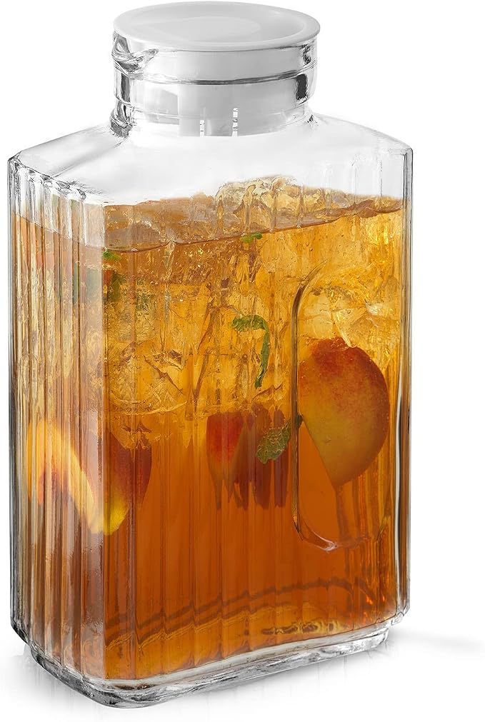 68oz Glass Pitcher with Lid, Rectangle Beverage Serveware and Storage Container - Image 7