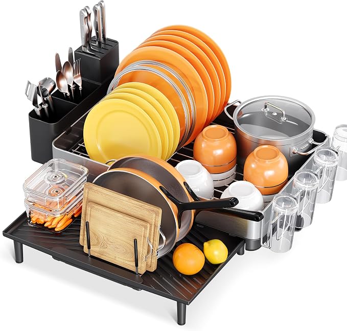 Urackify Dish Rack for Kitchen Counter, 304 Stainless Steel Dish Drying Rack - Image 9
