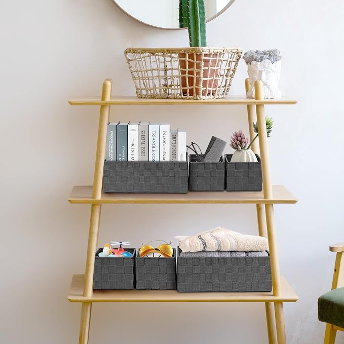 Posprica Woven Storage Baskets for Organizing 6 Pack, Large&Small Storage Cube - Image 5