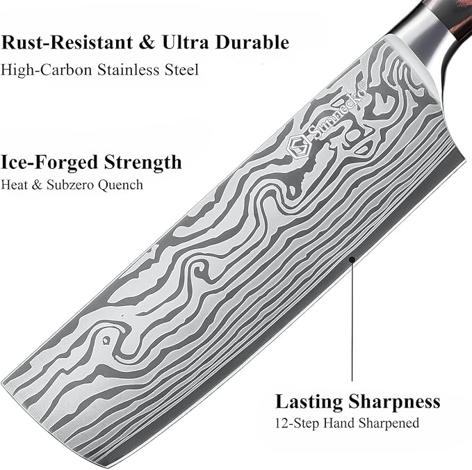 Sunnecko Japanese Nakiri Knife 7 Inch - Image 5