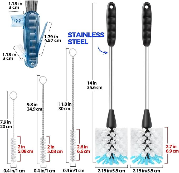 Holikme 6 Pack Bottle Brush Set, 3 Straw Brushes, 3-in-1 Bottle Cleaning Brush - Image 6