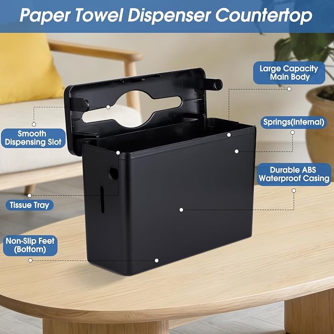 Countertop Paper Towel Dispenser, Large Capacity, Non-Slip Base, Compatible - Image 8