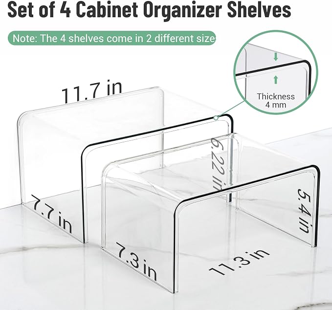 Clear Spice Rack Shelves, Pantry Organizers and Storage Set of 4, Display Shelf - Image 3