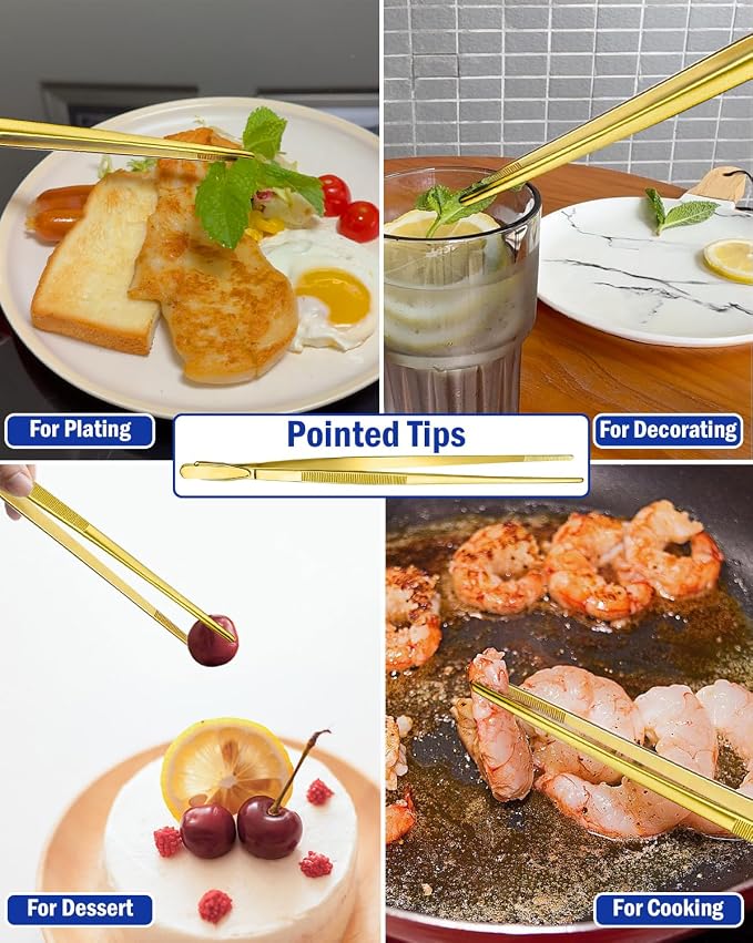JETKONG 2 Pcs 9-Inch Cooking Tweezers Stainless Steel Food Tweezers Kitchen - Image 5