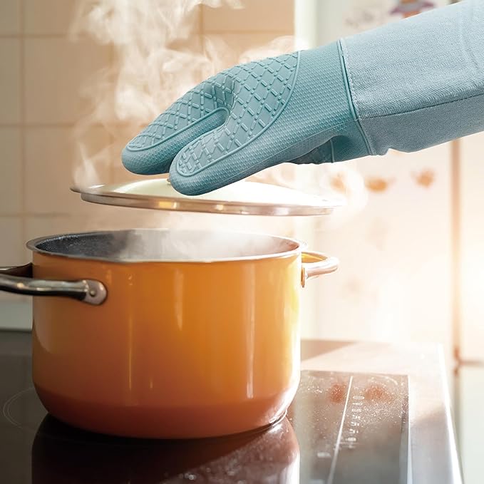 Professional Microwave Silicone Oven Mitts one Pair, Kitchen Mitten Set - Image 5