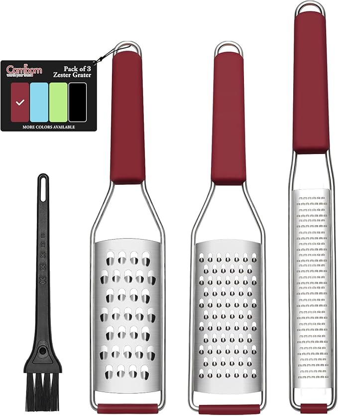 Cambom Cheese Grater Citrus Zester Lemon Zester Pack of 3-304 Stainless Steel by Cambom