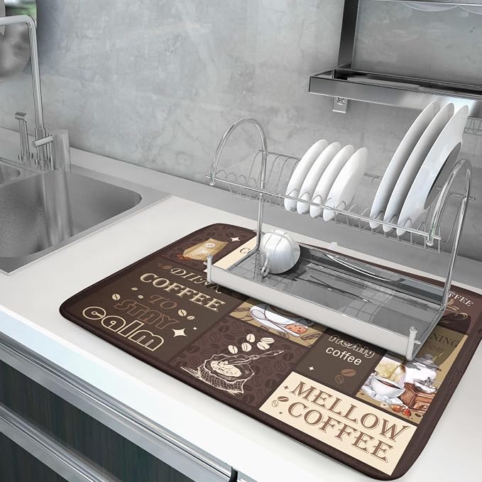 Brown Coffee Dish Drying Mat 18x24 Inch Coffee Cup Espresso Machine Pad - Image 5