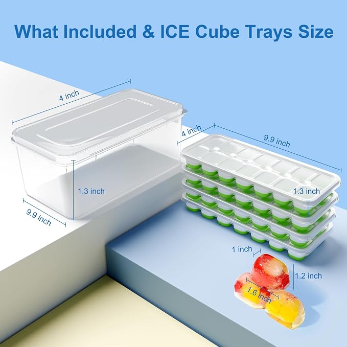 Ice Cube Tray, Ice Cube Trays for Freezer 4 Pack - Image 7