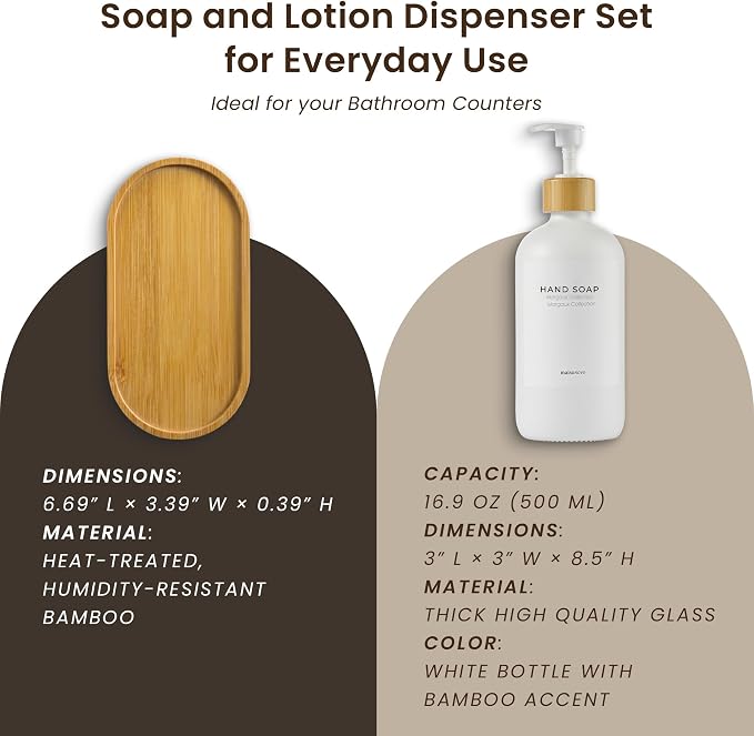 MaisoNovo Glass Soap Dispenser Bathroom Set of 2-16.9 oz Bathroom Soap - Image 4