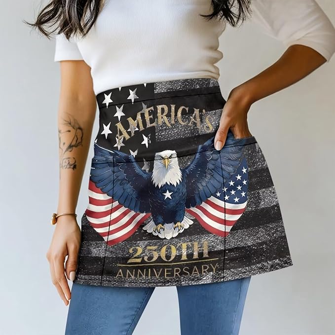 Server Apron with 3 Pockets, Waterproof Oil Waitress Waiter Half Apron - Image 2