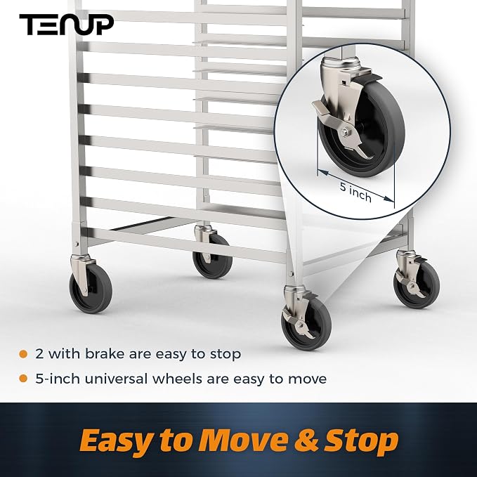 TenUp 10-Tier NSF Aluminum Sheet Pan Rack, Commercial Bakery Cooling & Storage - Image 6