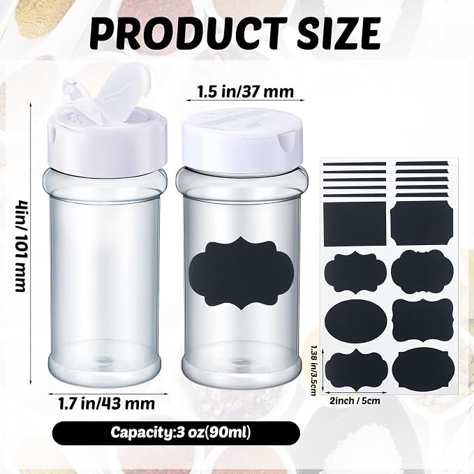 Eccliy 36 Pack 3 oz Clear Plastic Spice Jars - Image 2