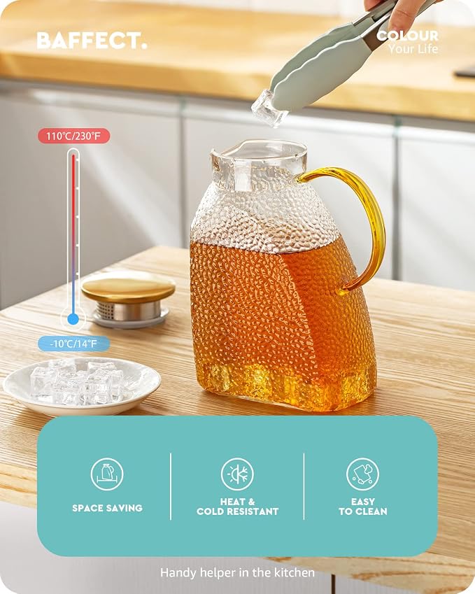 Baffect Water Pitcher, High Borosilicate Glass Jug - Image 2