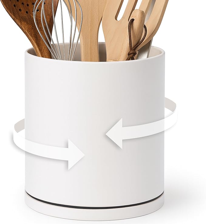 D'vine Dev 360° Rotating Utensil Holder – 7.2" Kitchen Utensil Crock by DvineDevPlanterPotsandStand
