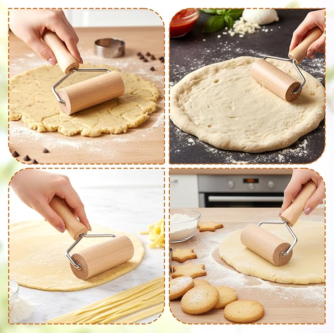 2 Pack Small Rolling Pin Wooden Dough Roller Pizza French Mini Baking roller Set - Image 7