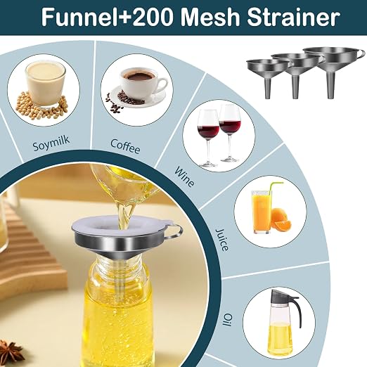 5 in 1 Funnels for Filling Bottles Stainless Steel Small Kitchen Funnel Set for - Image 3