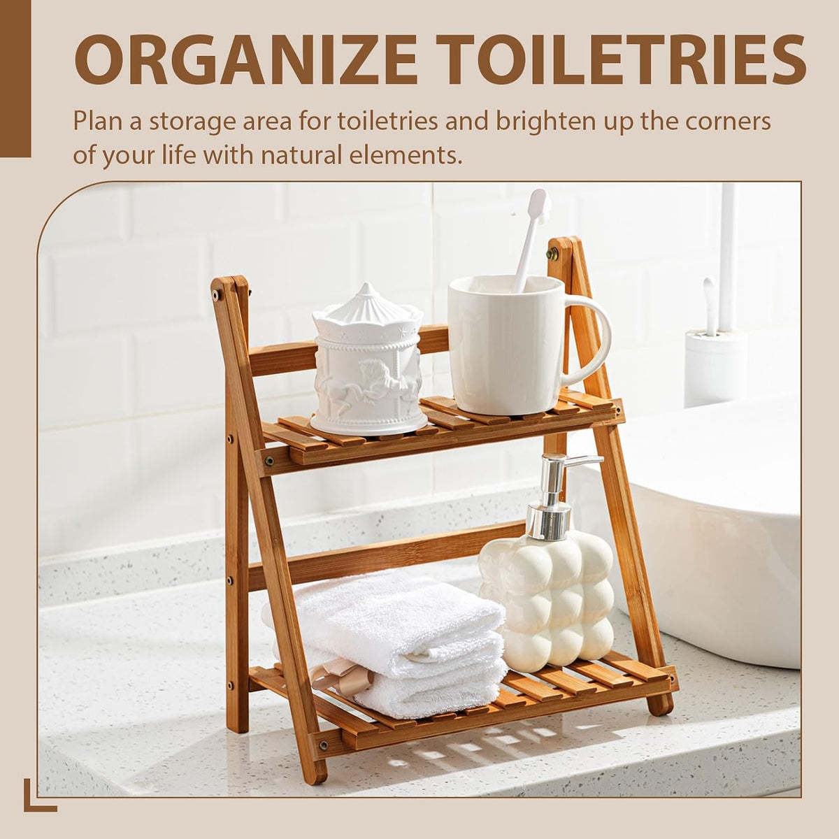 Yalikop 2 Tier Bamboo Coffee Station Organizer, 11.8'' Countertop