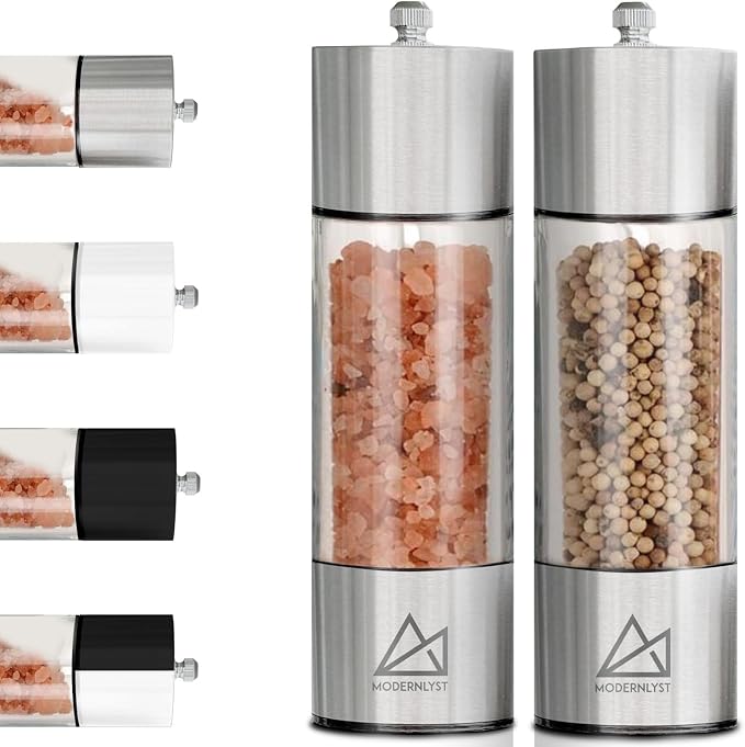 Salt and Pepper Grinder Set Manual 2 Pack | Large Round Salt and Pepper Shakers - Image 7