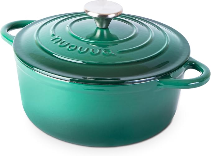 Cast Iron Dutch Oven with Lid – Non-Stick Ovenproof Enamelled Casserole Pot – by Nuovva
